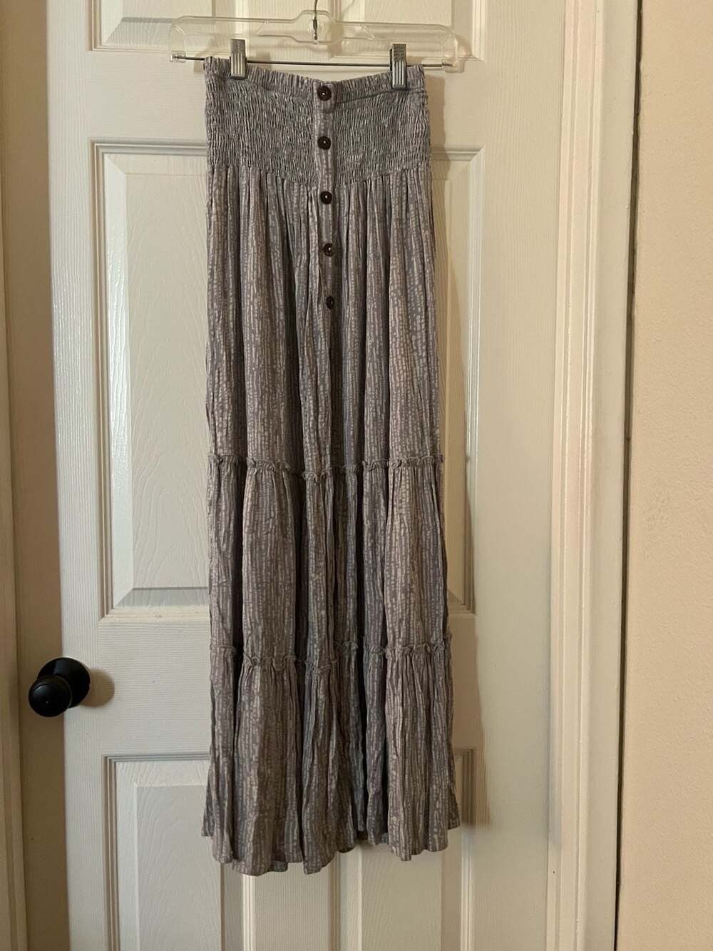 Cute by daisy Gray Patterned Smocked Flowy Maxi Dress